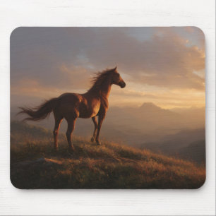 Tapis De Souris Mustang sauvage à regarder le coucher du soleil