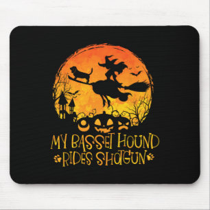 Tapis De Souris My Basset Hound Rides Shotgun Dog Halloween Costum