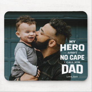 Tapis De Souris My Hero Wears No Cape Custom Photo Name Dad Gift