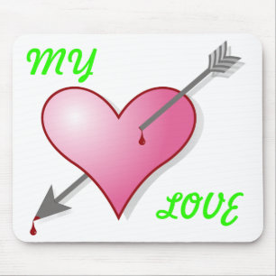 Tapis De Souris My Love Pink Heart Arrow Mousepad