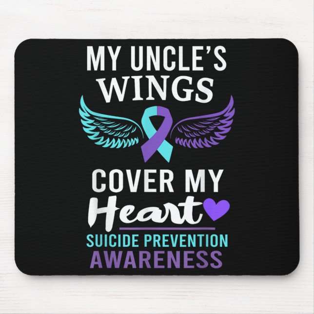Tapis De Souris My Uncle's Wings Cover Heart Suicide Awareness Rib (Devant)