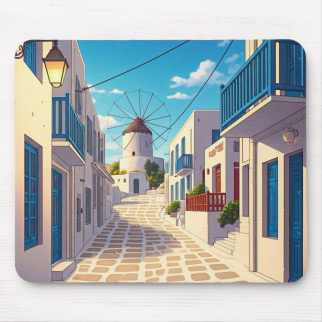 Tapis De Souris Mykonos Path Grèce Cyclades Voyage (Devant)