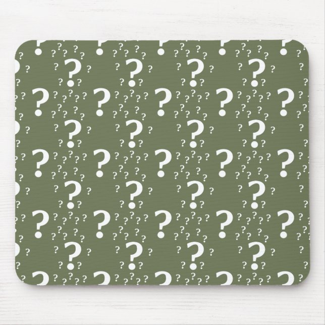Tapis De Souris Mystère question marque énigme puzzle vert olive (Devant)