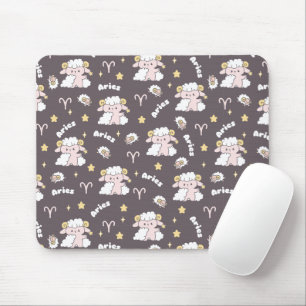 Tapis De Souris Mystic Aries Zodiac Night Bunny et Ram
