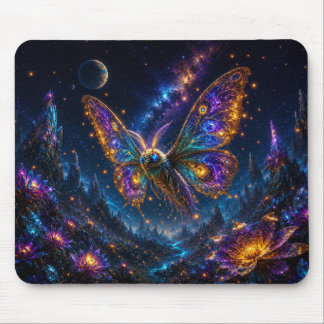 Tapis De Souris Mystical Blue & Gold Celestial Moth Mouse Pad
