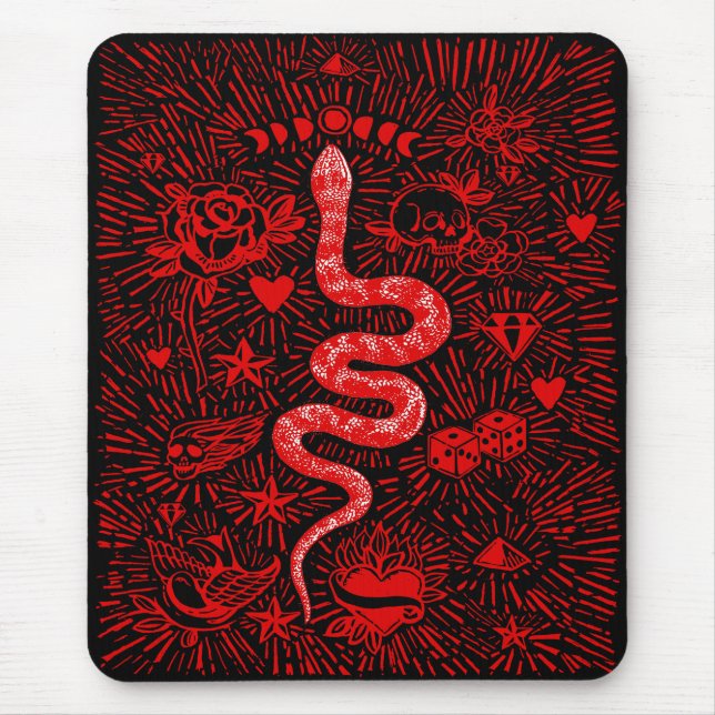 Tapis De Souris Mystique Serpent Rouge Mousepad (Devant)