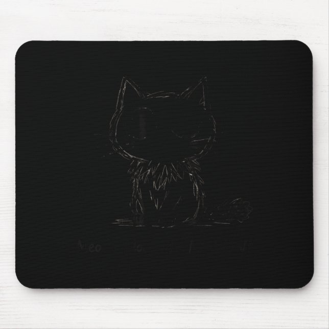 Tapis De Souris Naive Sy Cat Doodle Funny Meow Pun Art  (Devant)