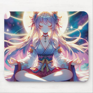 Tapis De Souris Namaste Anime Girl Meditating