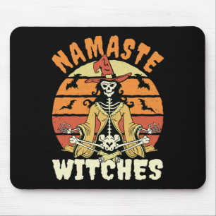 Tapis De Souris Namaste Witches Skeleton Halloween Yoga