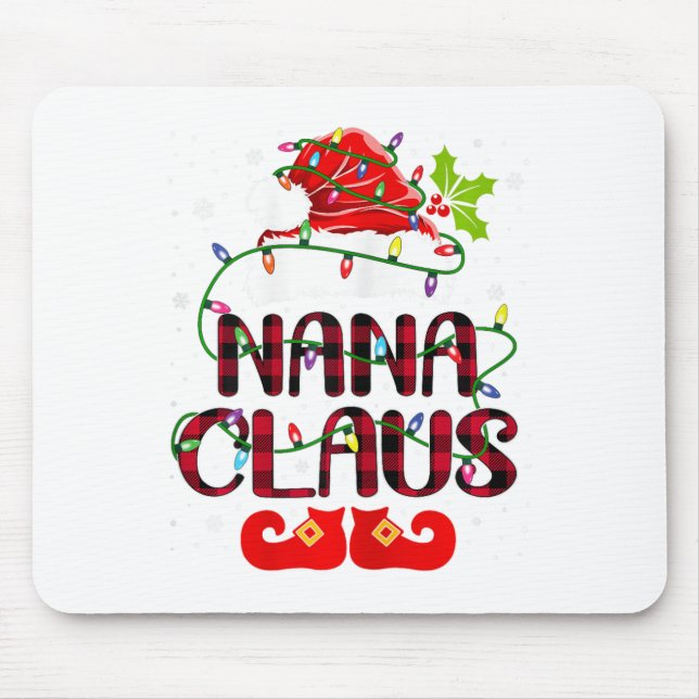 Tapis De Souris Nana Claus Joyeux Buffalo de Noël Plaid Chapeau (Devant)