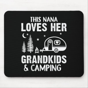 Tapis De Souris Nana drôle de camping des petits-enfants aime le c