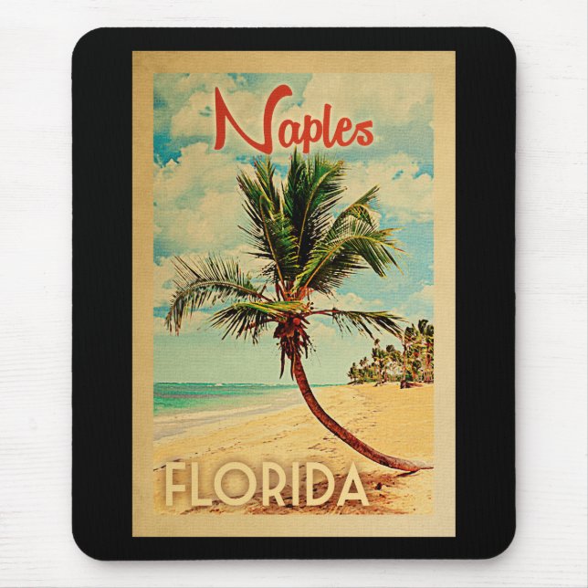 Tapis De Souris Naples Florida Palm Tree Beach Vintage voyage (Devant)