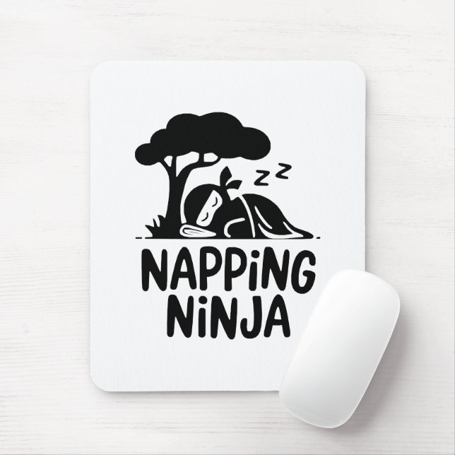Tapis De Souris Napping Ninja - Ninja Sleepy mignonne Art Drôle Sl (Avec souris)