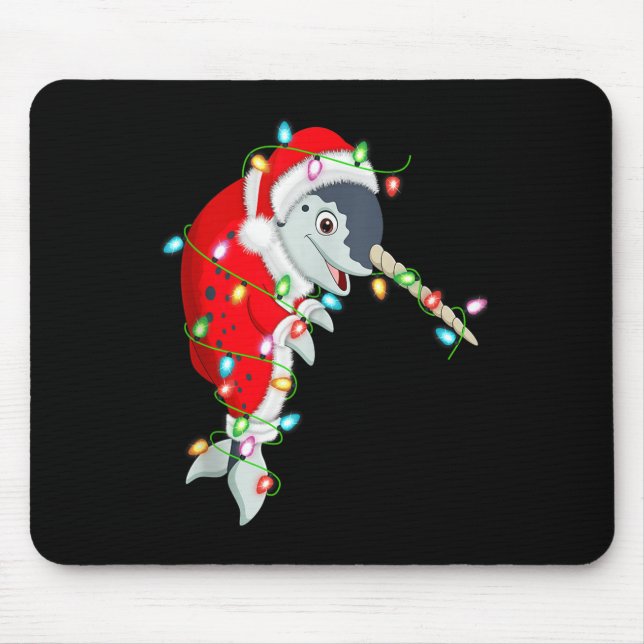 Tapis De Souris Narwhal Christmas Lights Santa Costume Cute Animal (Devant)