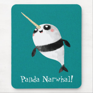 Tapis De Souris Narwhal et panda dans un