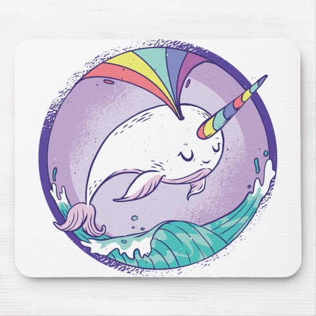 Tapis De Souris Narwhale arc-en-ciel (Devant)