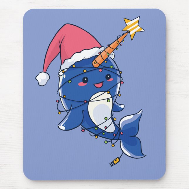 Tapis De Souris Narwhale de Noël (Devant)