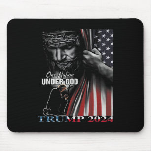 Tapis De Souris Nation sous Dieu Trump 2024 Dieu Drapeau Américain
