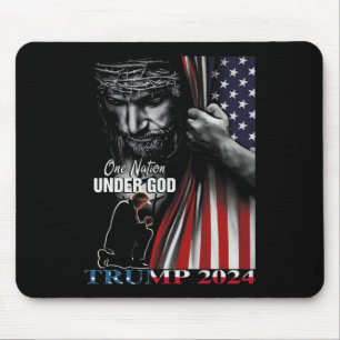 Tapis De Souris Nation Under God Trump 2024 God American Flag