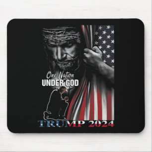 Tapis De Souris Nation Under God Trump 2024 God American Flag 1