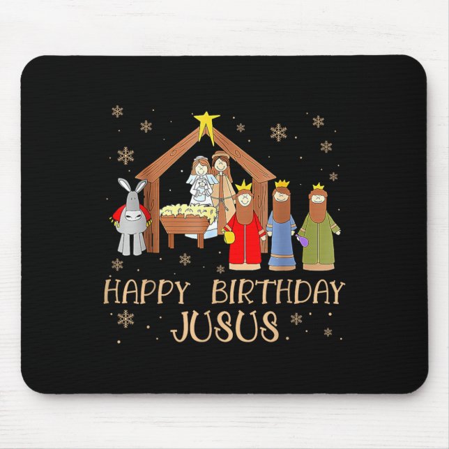 Tapis De Souris Nativity Happy Birthday Jesus Christmas Nativity C (Devant)