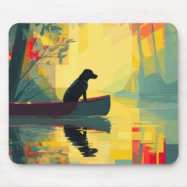 Tapis De Souris Nature Minimalist Black Labrador Canoe (Devant)