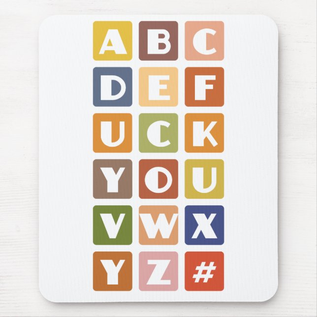 Tapis De Souris Naughty Alphabets mousepad (Devant)