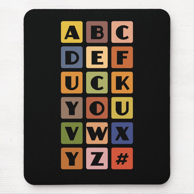 Tapis De Souris Naughty Alphabets mousepad (Devant)