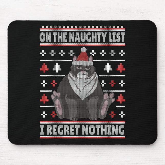 Tapis De Souris Naughty Chat Xmas Laid Je Regret Rien Chr (Devant)