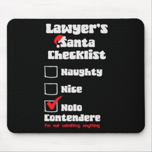 Tapis De Souris Naughty Nice Avocat Liste de contrôle de Noël Ugly