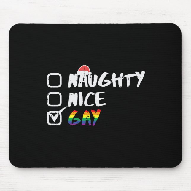 Tapis De Souris Naughty Nice Gay Rainbow Funny Gay pride Lgbt Chri (Devant)