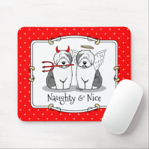 Tapis De Souris Naughty & Nice Old English Sheepdogs (Grey 1)