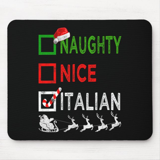 Tapis De Souris Naughty Nice Pyjamas de Noël italien Funny Père No (Devant)