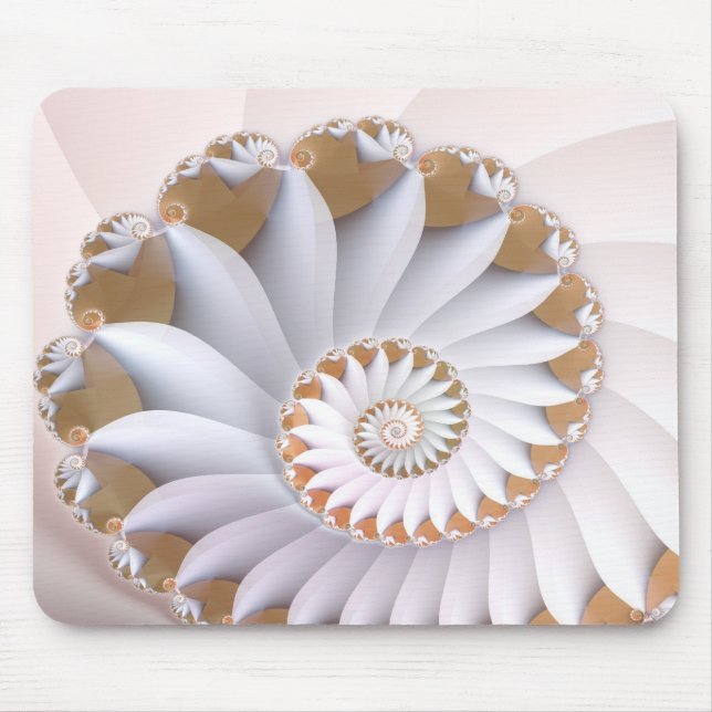 Tapis De Souris Nautilus blanc Cute Art Coquillage Abstrait (Devant)