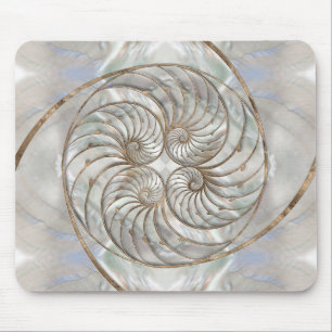 Tapis De Souris Nautilus Shell - Mère de Pearl et d'or