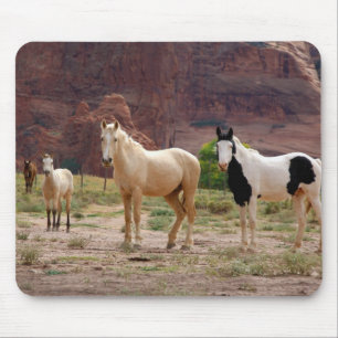 Tapis De Souris Navajo Horses Run Free on the Canyon Floor