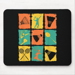 Tapis De Souris Navette Retro Vintage Badminton Joueur Badminton B