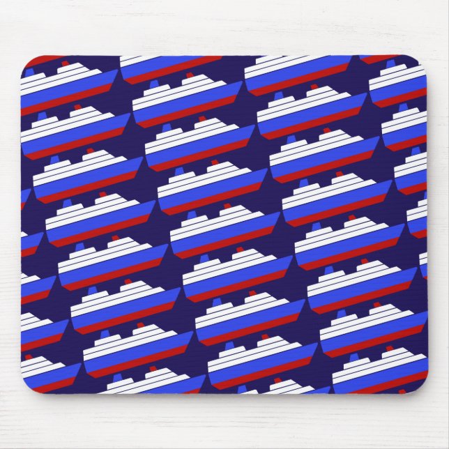 Tapis De Souris navire de mer rouge et bleu (Devant)