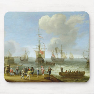 Tapis De Souris Navires de guerre néerlandais dans un estuaire