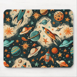 Tapis De Souris Navires-fusée vintages pour engins spatiaux Motif 