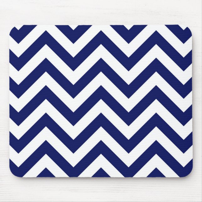 Tapis De Souris Navy Blue and White Large Chevron Zig Zag (Devant)