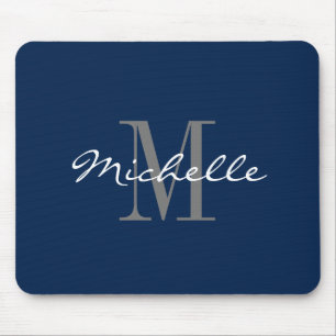 Tapis De Souris Navy blue custom monogrammed name initial letter