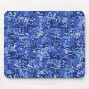 Tapis De Souris Navy Blue Digital Pixels Camouflage Texture Decor