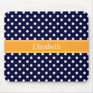 Tapis De Souris Navy Blue Wht Polka Dots Cantaloupe