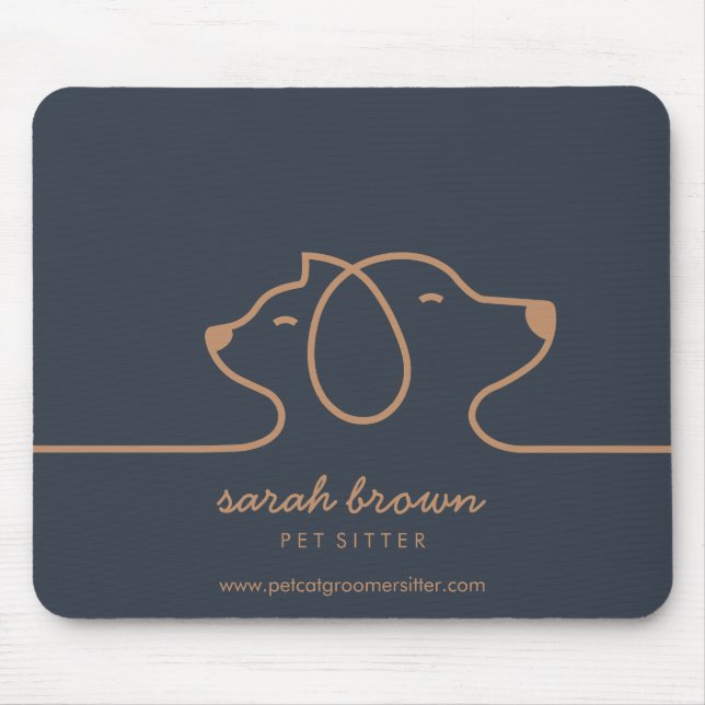 Tapis De Souris Navy Brown Dog Cat Lineart pet studio (Devant)
