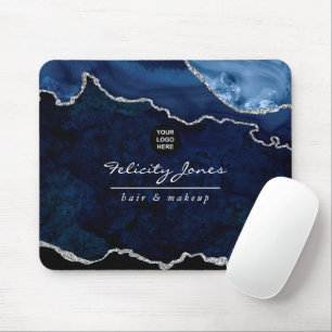 Tapis De Souris Navy et Agate Argent Pierre Précieuse Entreprise
