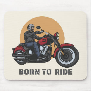 Tapis De Souris Né à Ride Motorcycle Rider sur vélo
