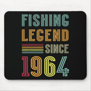 Tapis De Souris Né en 1964 Anniversaire Pêcheur Rétro Vintage 1964