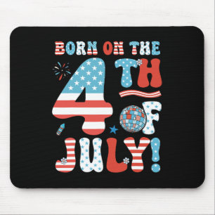 Tapis De Souris Né Le 4 Juillet 4 juillet Anniversaire Pa