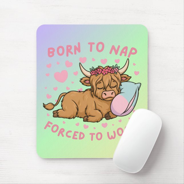 Tapis De Souris Né pour faire du bruit, forcé de travailler Mème d (Avec souris)